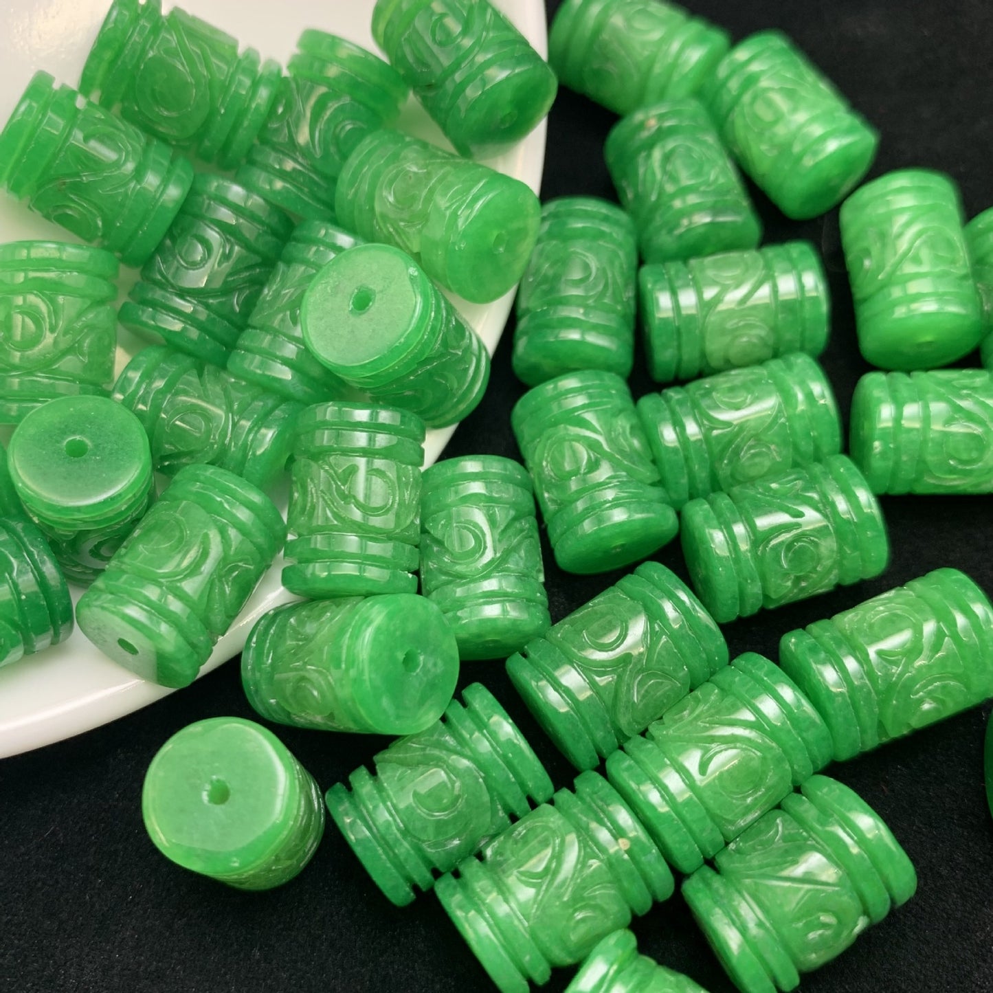 Natural Green Jade Barrel Beads, 9×13mm Loose Beads for Jewelry Making, DIY Bracelet Necklace Earring Craft Supplies, Gemstone Beads Bulk