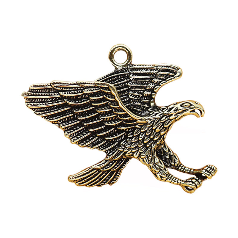 Vintage Brass Eagle Pendant, Retro Flying Eagle Charm, Antique Brass Bird Jewelry Making Supplies, DIY Necklace or Keychain Pendant