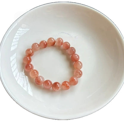 Pink Peach Blossom Jade Bracelet - JINSI Jade Beaded Bracelet, Natural Gemstone Jewelry