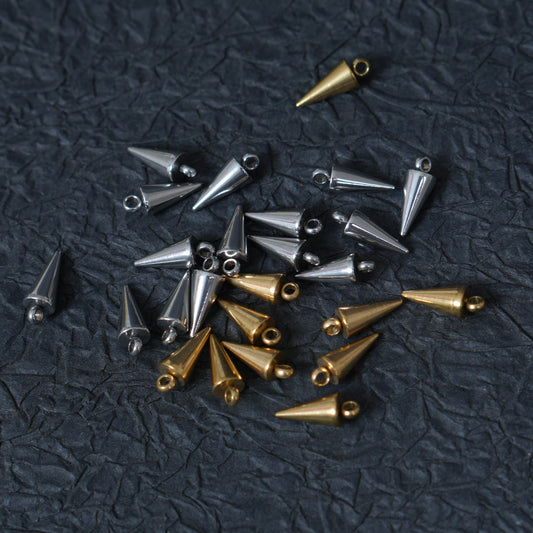 10PCS 5x12mm Stainless Steel Cone Spike Charms, Tiny Taper Pendant for DIY Jewelry Making