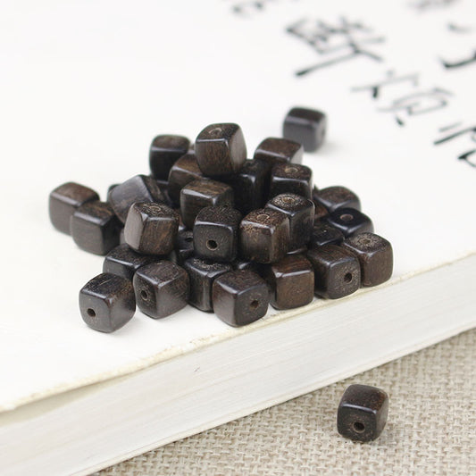 10PCS 6-7mm Sapele Wood Cube Beads, DIY Bracelet Beads, 108pcs Mala Prayer Beads, Wooden Jewelry Making Supplies