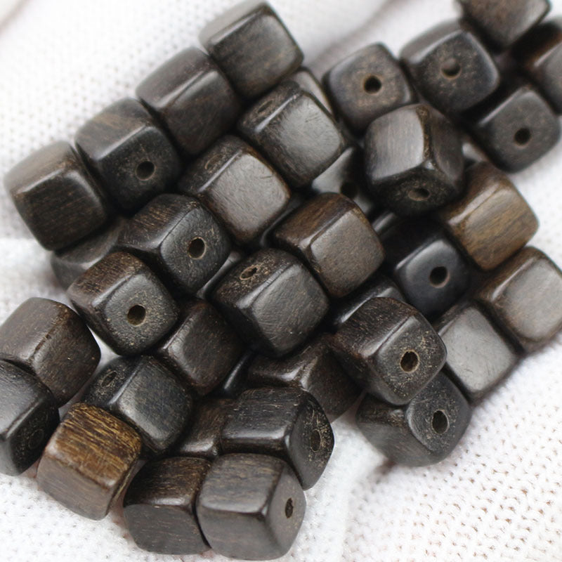10PCS 6-7mm Sapele Wood Cube Beads, DIY Bracelet Beads, 108pcs Mala Prayer Beads, Wooden Jewelry Making Supplies