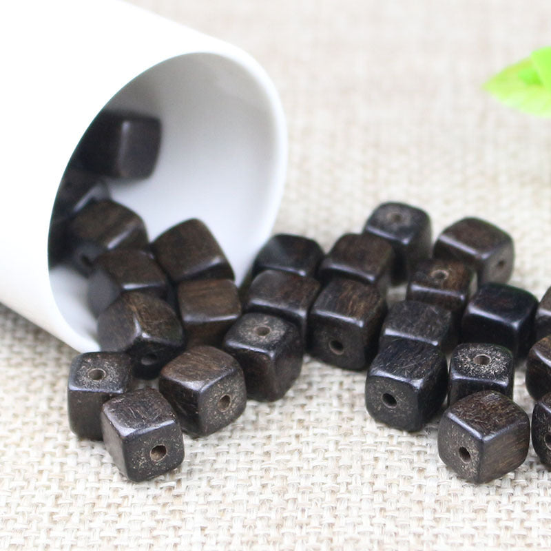 10PCS 6-7mm Sapele Wood Cube Beads, DIY Bracelet Beads, 108pcs Mala Prayer Beads, Wooden Jewelry Making Supplies