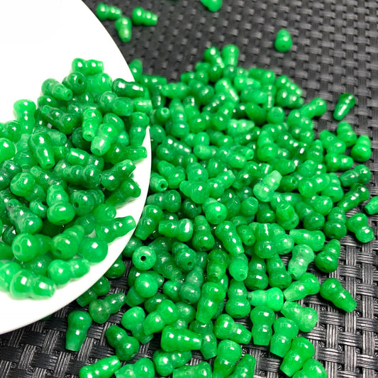 10PCS 6×9mm Green Jade Gourd Loose Beads, Natural Gemstone Beads for DIY Jewelry Making, Handcraft Supplies for Bracelet Necklace Accessories