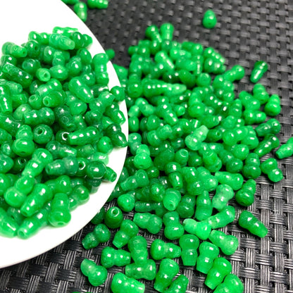 10PCS 6×9mm Green Jade Gourd Loose Beads, Natural Gemstone Beads for DIY Jewelry Making, Handcraft Supplies for Bracelet Necklace Accessories