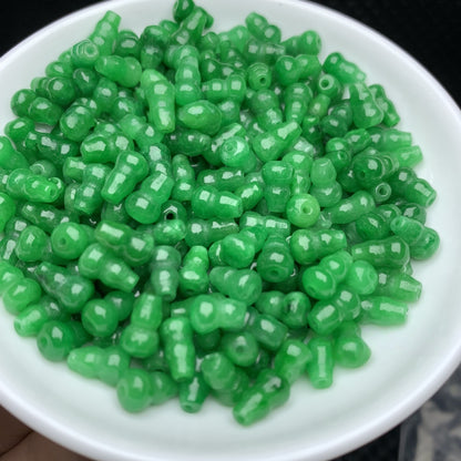 10PCS 6×9mm Green Jade Gourd Loose Beads, Natural Gemstone Beads for DIY Jewelry Making, Handcraft Supplies for Bracelet Necklace Accessories