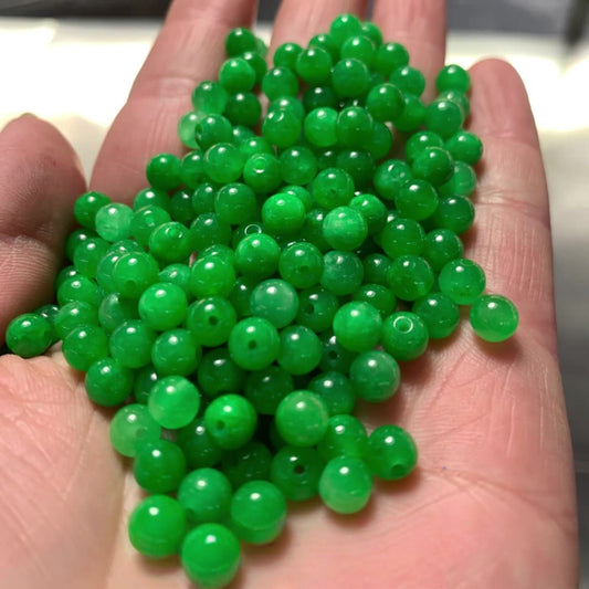 10PCS 6mm Natural Jade Round Beads, Green Gemstone Loose Beads for DIY Bracelet, Necklace, Earring Jewelry Making Supplies