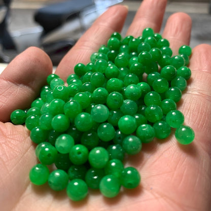 10PCS 6mm Natural Jade Round Beads, Green Gemstone Loose Beads for DIY Bracelet, Necklace, Earring Jewelry Making Supplies