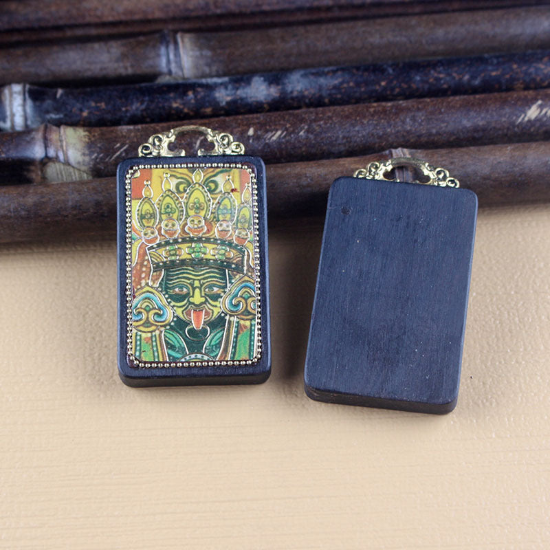 Tibetan Style Zhaxi Lamu Thangka Pendant - Female God of Wealth Buddhist Blessing Jewelry for Her/Him