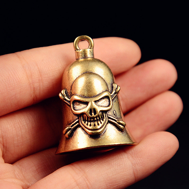 Vintage Brass Skull Bell, Handcrafted Charm, Perfect for Gothic Jewelry & Wind Chimes