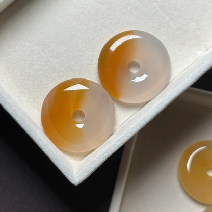25mm Madagascar Multi-Color Translucent Chalcedony Donut, Lucky Peace Charm Bead, Handcrafted Gemstone Jewelry Supply, DIY Bracelet Necklace