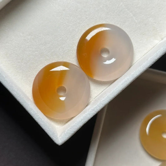 25mm Madagascar Multi-Color Translucent Chalcedony Donut, Lucky Peace Charm Bead, Handcrafted Gemstone Jewelry Supply, DIY Bracelet Necklace