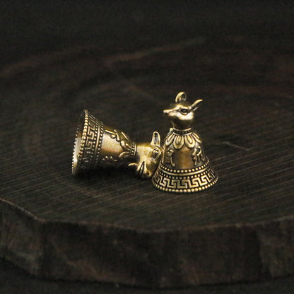 Vintage Brass Chinese Zodiac Animal Head Bell Charms - 12 Beast Head Bell Pendants for Jewelry & Gifts