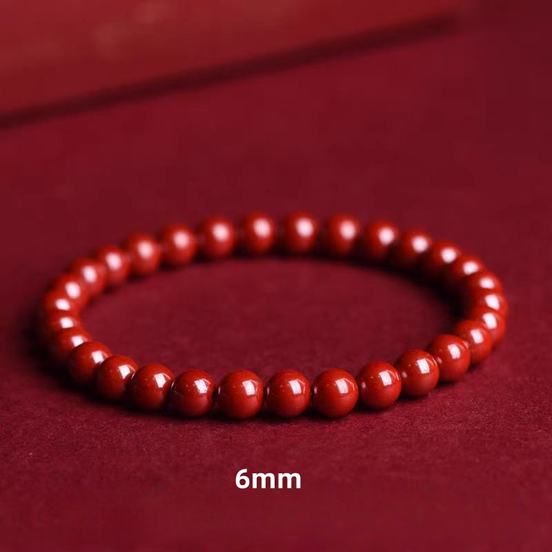 Natural Cinnabar Beaded Bracelet, High Content Raw Cinnabar Prayer Beads, Handmade Healing Jewelry, Meditation Mala Gift