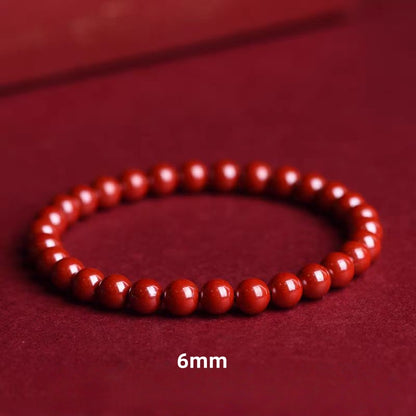 Natural Cinnabar Beaded Bracelet, High Content Raw Cinnabar Prayer Beads, Handmade Healing Jewelry, Meditation Mala Gift
