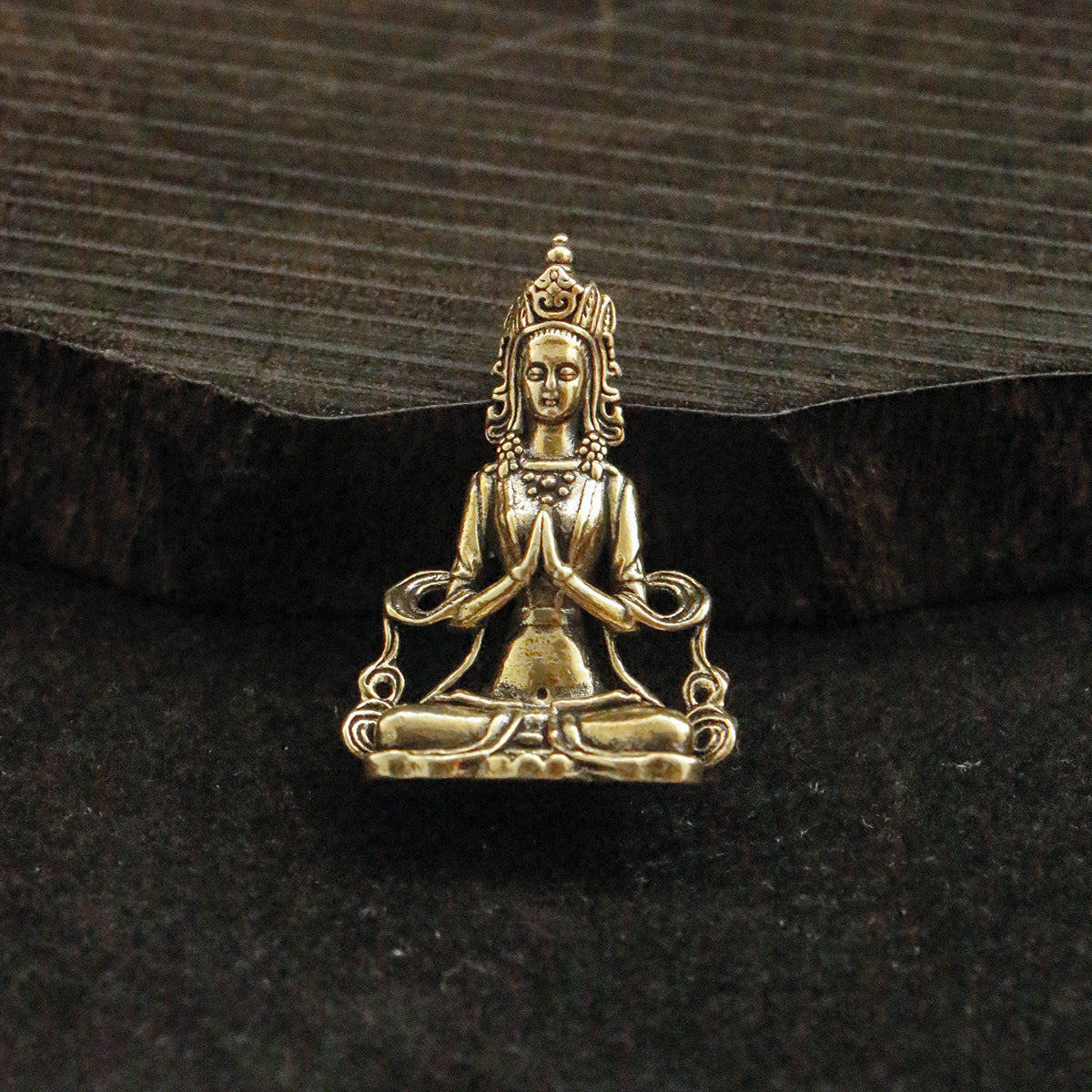 Vintage Brass Mini Manjushri & Guanyin Figurine - Serene Buddha Statue for Office Desk & Home Decor