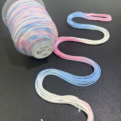 1.0mm Colorful Gradient Cotton Cord, 18-Strand Durable Thread, DIY Bracelet String, Handwoven Craft Rope, Strong Wear-Resistant Jewelry Making Cord,130 Meters Per Roll
