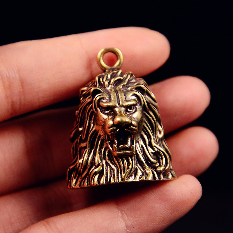 Vintage Brass Lion Bell, Handcrafted Animal Charm, Perfect for Jewelry Making & Wind Chimes
