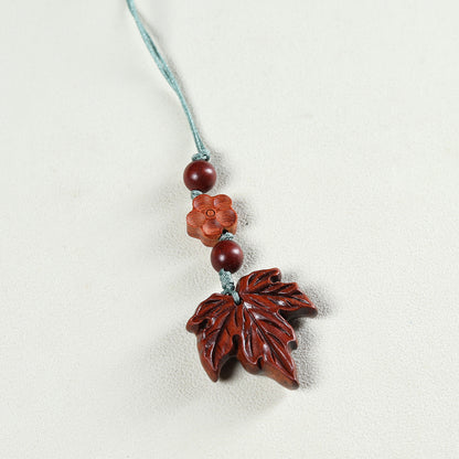 Handmade Rosewood Maple Leaf Keychain, Wooden Phone Strap Charm, Car Key Ring & Bag Pendant, Natural Wood Craft Gift for Men and Women