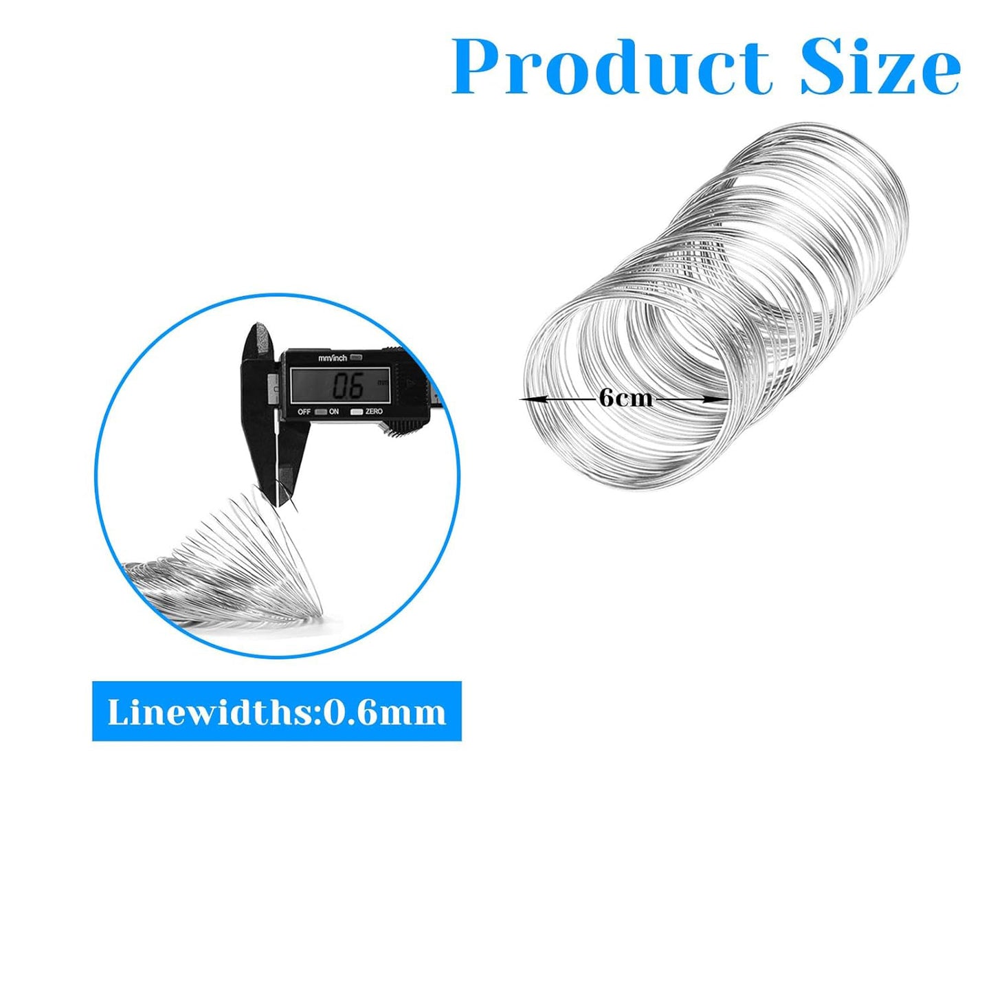 100 Loops 60mm Diameter Bracelet Hoops - DIY Jewelry Findings with Steel Wire / Memory Steel Wire