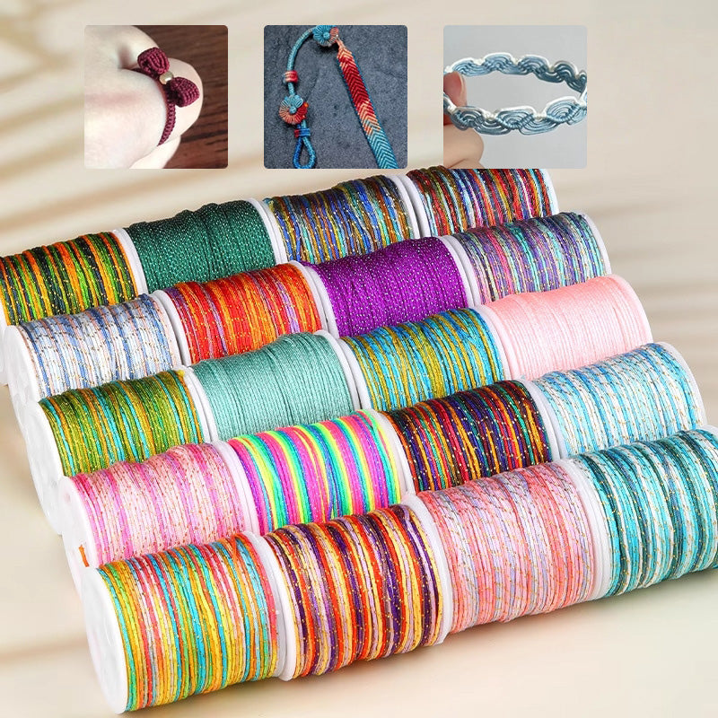 0.8mm  Magic Shine Jade Braid String - Gold Gradient Braiding Rope Material Pack for DIY Bracelet Making