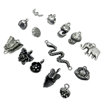 A Series of Charm 3：10PCS Vintage Animal Flower Butterfly Charms, Retro Jewelry Pendant, Antique Style Alloy Connector for DIY Necklace Bracelet Earrings