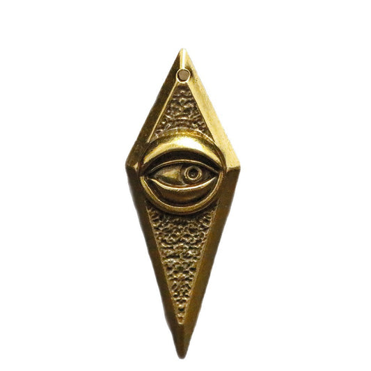 Vintage Brass Evil Eye Pendant, Retro Statement Pendant, Gothic Steampunk Eye Charm, Unique Brass Jewelry Making Supplies