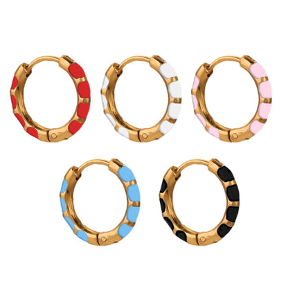 Enamel Color Hand-Dropped Ear Clips - Stainless Steel & Titanium Steel | Classic Cute Women's Earrings