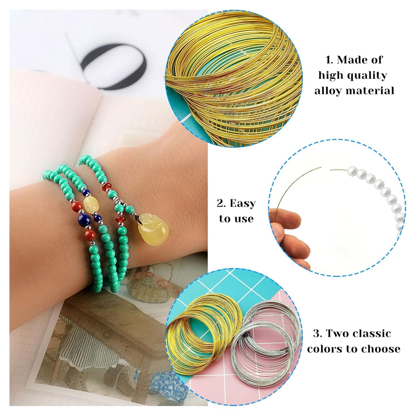 100 Loops 60mm Diameter Bracelet Hoops - DIY Jewelry Findings with Steel Wire / Memory Steel Wire