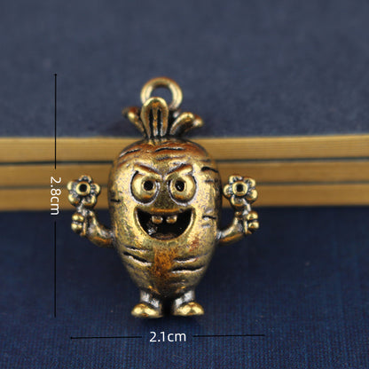 Cute Brass Carrot Pendant - Vintage Style Vegetable Charm for Garden Lovers, Dainty Jewelry Accessory