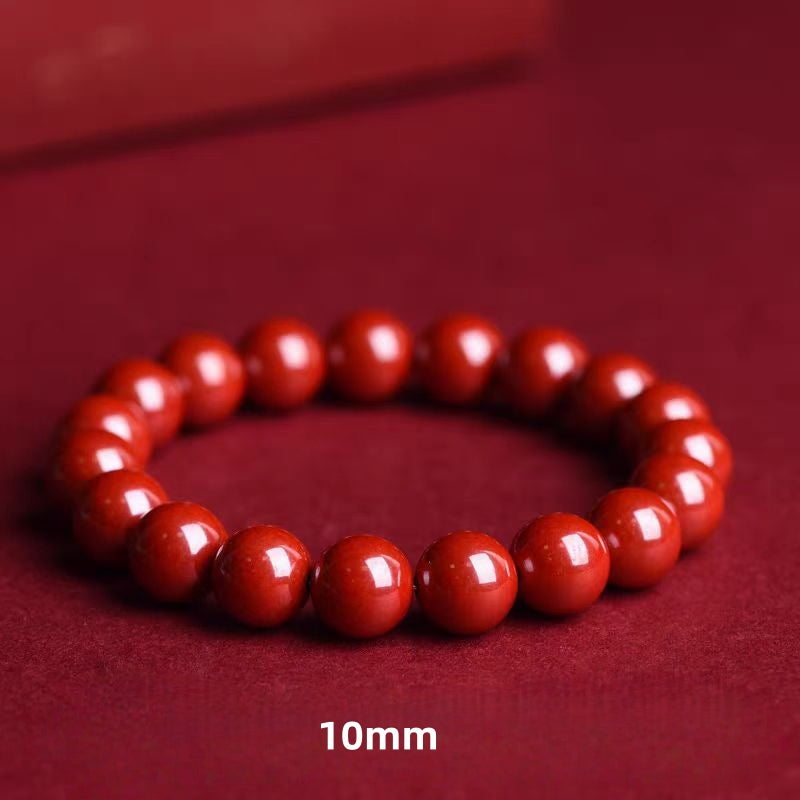 Natural Cinnabar Beaded Bracelet, High Content Raw Cinnabar Prayer Beads, Handmade Healing Jewelry, Meditation Mala Gift