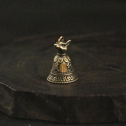 Vintage Brass Chinese Zodiac Animal Head Bell Charms - 12 Beast Head Bell Pendants for Jewelry & Gifts