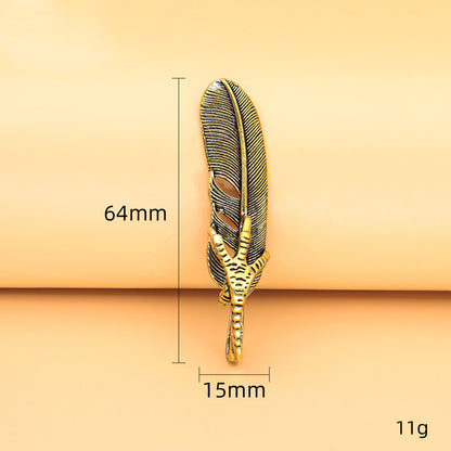 1PCS Vintage Brass Eagle Claw Feather Pendant, Retro Bird Talon Leaf Charm, Antique Brass Jewelry Making Supplies, Keychain Pendant