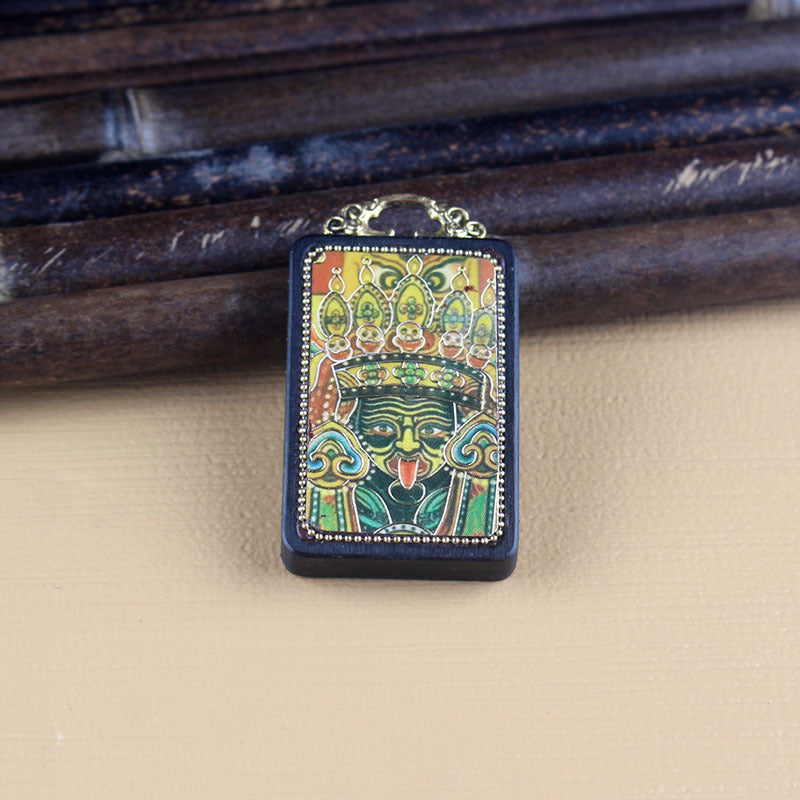 Tibetan Style Zhaxi Lamu Thangka Pendant - Female God of Wealth Buddhist Blessing Jewelry for Her/Him
