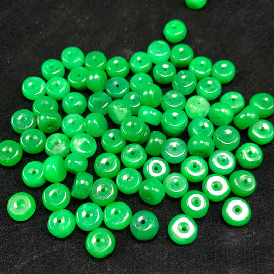 10PCS 8mm Green Jade Abacus Beads, Loose Gemstone Beads for DIY Jewelry Making, Handcraft Supplies for Bracelet Necklace Accessories