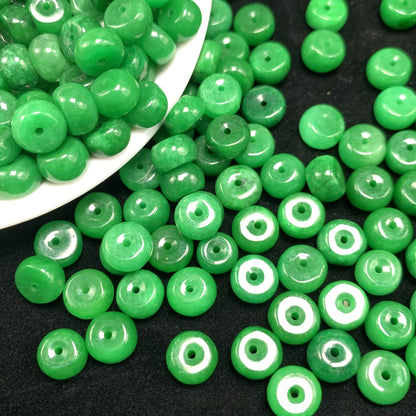 10PCS 8mm Green Jade Abacus Beads, Loose Gemstone Beads for DIY Jewelry Making, Handcraft Supplies for Bracelet Necklace Accessories