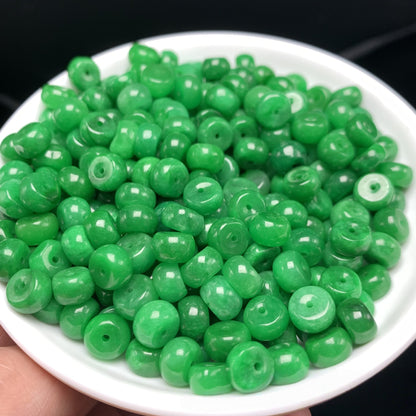 10PCS 8mm Green Jade Abacus Beads, Loose Gemstone Beads for DIY Jewelry Making, Handcraft Supplies for Bracelet Necklace Accessories