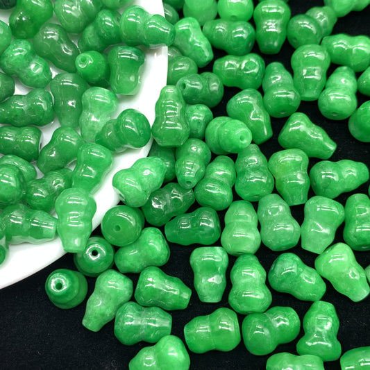 10PCS 8×11mm Green Jade Gourd Loose Beads, Natural Gemstone Beads for DIY Jewelry Making, Handcraft Supplies for Bracelet Necklace Accessories