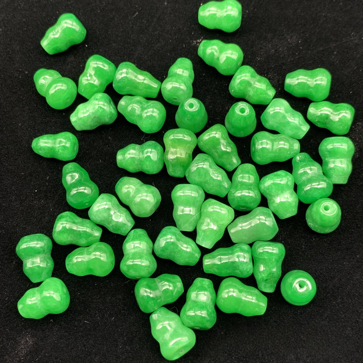 10PCS 8×11mm Green Jade Gourd Loose Beads, Natural Gemstone Beads for DIY Jewelry Making, Handcraft Supplies for Bracelet Necklace Accessories