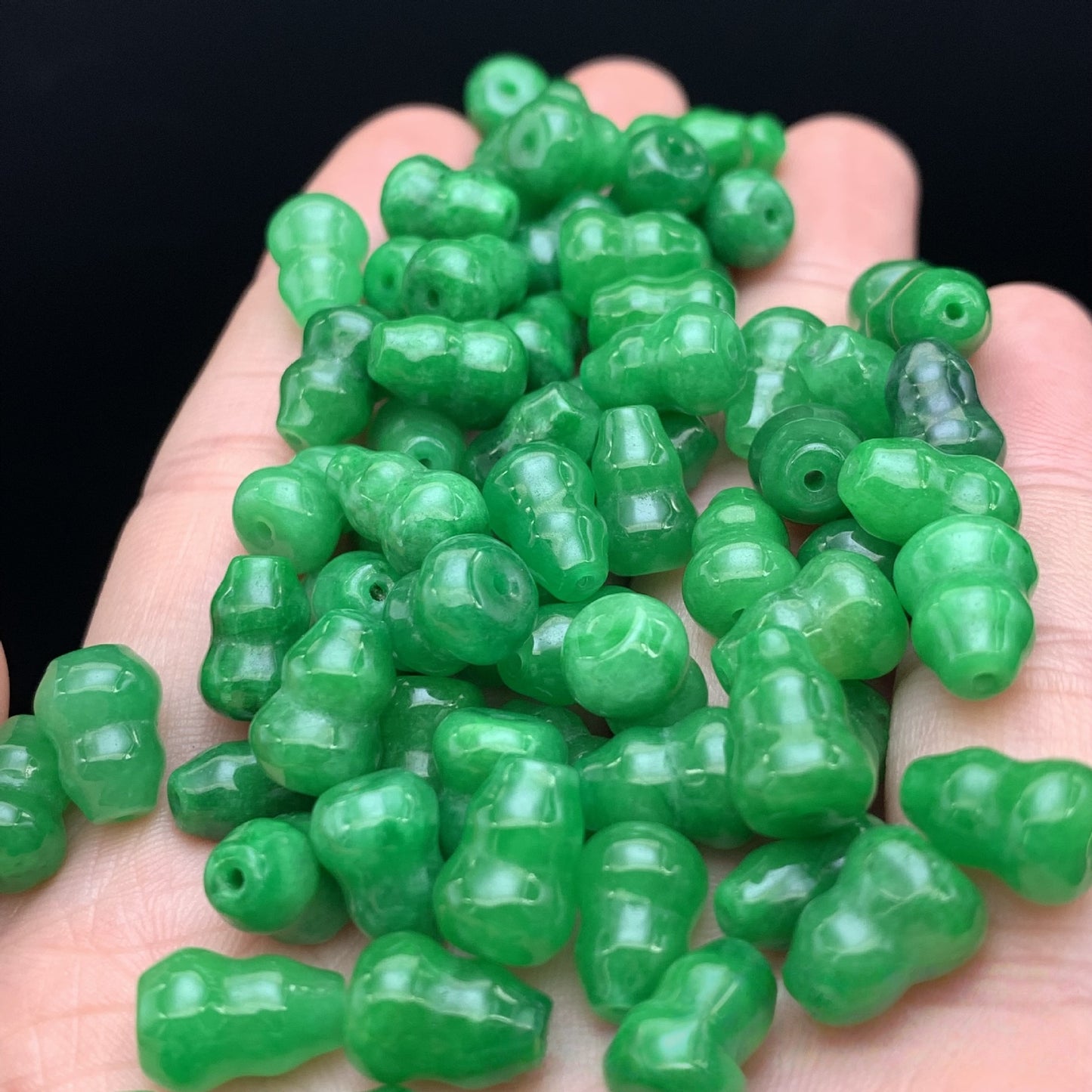 10PCS 8×11mm Green Jade Gourd Loose Beads, Natural Gemstone Beads for DIY Jewelry Making, Handcraft Supplies for Bracelet Necklace Accessories