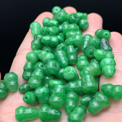 10PCS 8×11mm Green Jade Gourd Loose Beads, Natural Gemstone Beads for DIY Jewelry Making, Handcraft Supplies for Bracelet Necklace Accessories