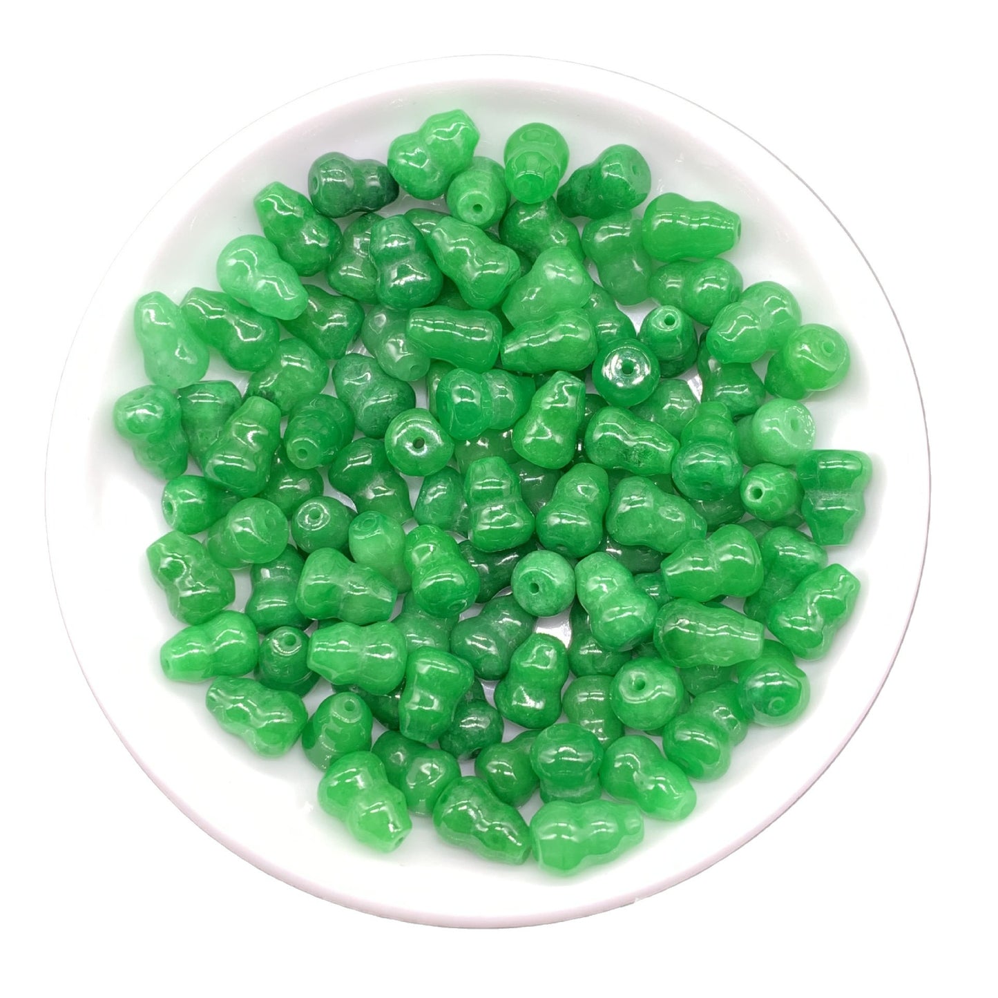 10PCS 8×11mm Green Jade Gourd Loose Beads, Natural Gemstone Beads for DIY Jewelry Making, Handcraft Supplies for Bracelet Necklace Accessories