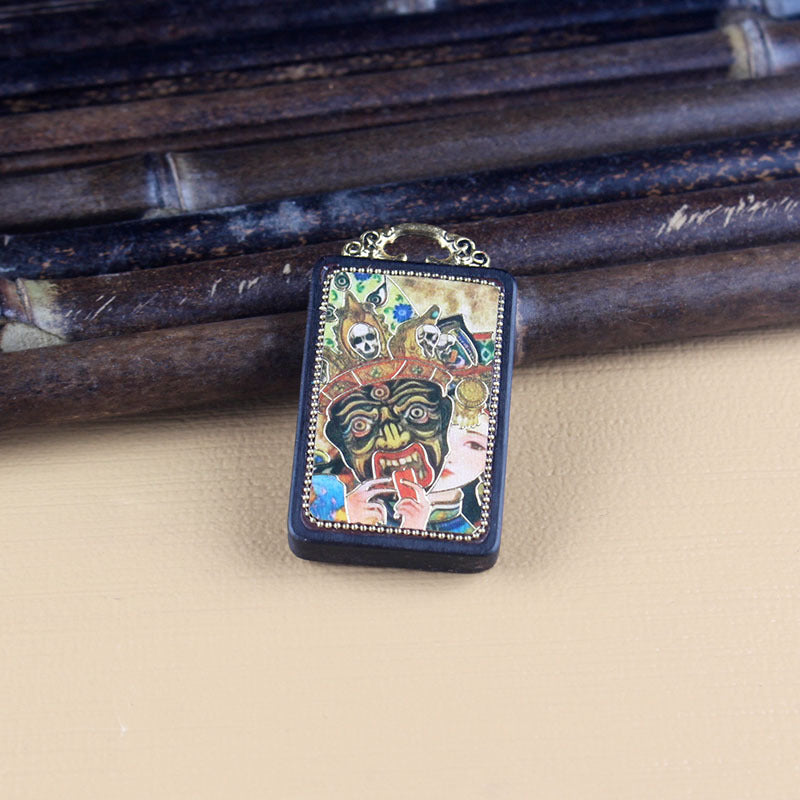 Tibetan Style Zhaxi Lamu Thangka Pendant - Female God of Wealth Buddhist Blessing Jewelry for Her/Him