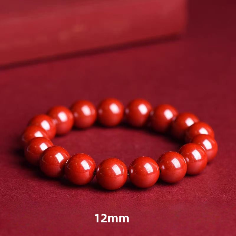 Natural Cinnabar Beaded Bracelet, High Content Raw Cinnabar Prayer Beads, Handmade Healing Jewelry, Meditation Mala Gift