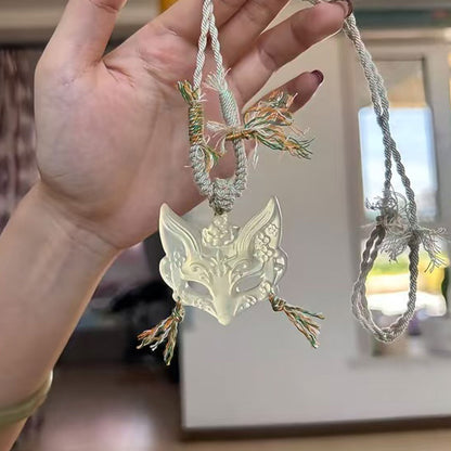 Hand Carved Xiuyan Jade Fox Mask Pendant, Natural Jade Amulet Necklace Charm, DIY Jewelry Making Supplies, Spiritual Protection Talisman