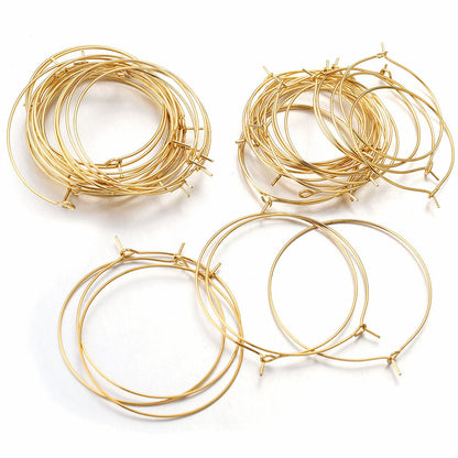 50PCS Stainless Steel (Titanium Steel) Earring Hoop Parts | Korean-Style Round 9-Shape Ear Hooks, DIY Earring Jewelry Accessories