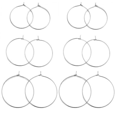 50PCS Stainless Steel (Titanium Steel) Earring Hoop Parts | Korean-Style Round 9-Shape Ear Hooks, DIY Earring Jewelry Accessories