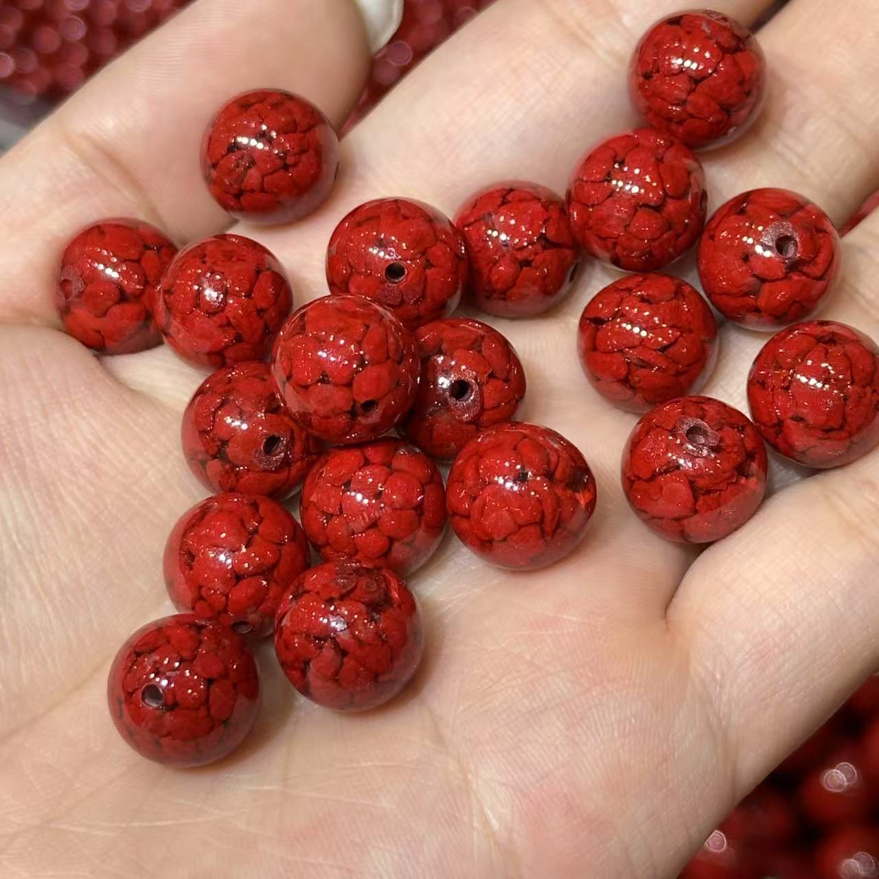 Natural Cinnabar Beads Strand, Low Content Transparent Beads, Raw Crystal Sand Pressed Beads, DIY Jewelry Making Supplies Wholesale