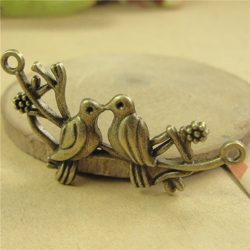 10PCS Vintage Double-Hole Love Bird Connector | For Necklace Making, Jewelry DIY Supplies