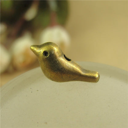 10PCS Vintage Brass Bird Charm - Boho Retro Bird Accessory for Jewelry Making